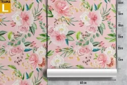 Carta da Parati fiori natura fondo rosa vintage.