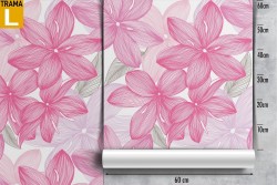 Modern nature wallpaper with large pink leaves.