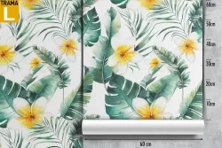 Tropical flowers and leaves wallpaper pattern.