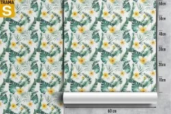 Carta da Parati Design e Stili Flora e Fauna Fiori Foglie Moderna