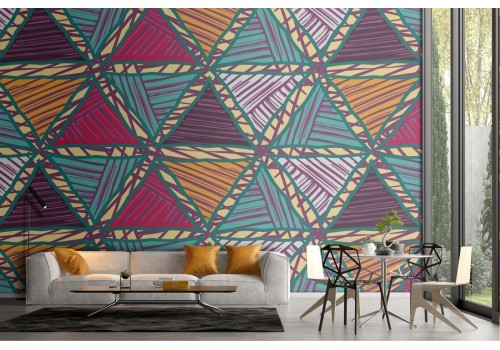'70s vintage geometric wallpaper decoration.