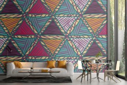 '70s vintage geometric wallpaper decoration.