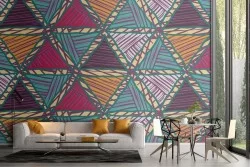 Carta da Parati decorazione geometrica vintage anni '70.