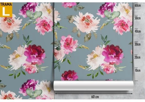 Pink and purple flowers wallpaper modern nature pattern. 2