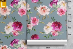 Pink and purple flowers wallpaper modern nature pattern.