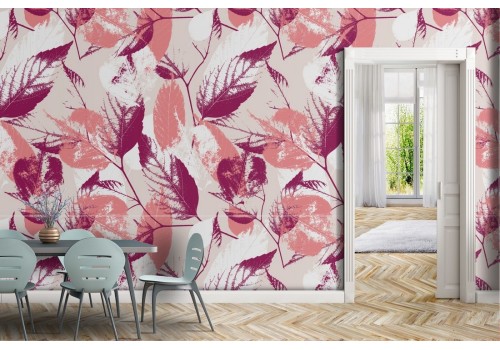 Modern autumn leaves nature pattern wallpaper.