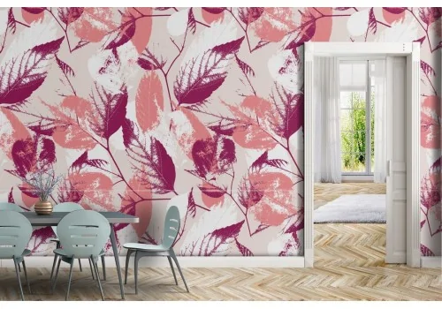 Autumn leaves modern nature pattern wallpaper.