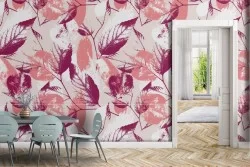 Modern autumn leaves nature pattern wallpaper.