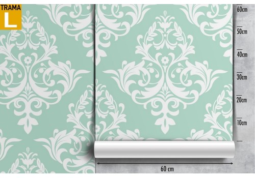 Turquoise damask wallpaper design pattern. 2