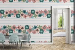 Wallpaper stripes and crowns flowers nature pattern.