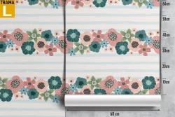 Carta da Parati righe e corone fiori natura pattern.