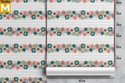 Carta da Parati Fiori Natura Righe e Onde