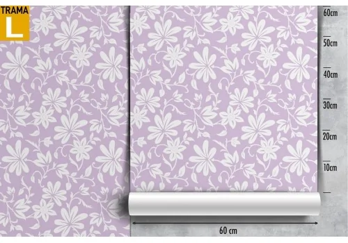 Carta da Parati fiori stilizzati pattern bianco e rosa. 2