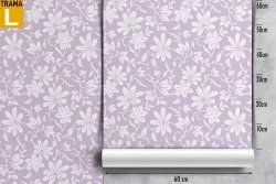 Carta da Parati fiori stilizzati pattern bianco e rosa.