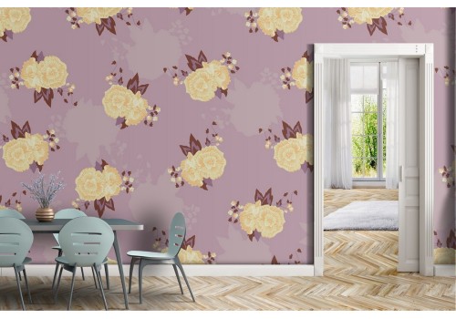 Modern pink floral wallpaper pattern.