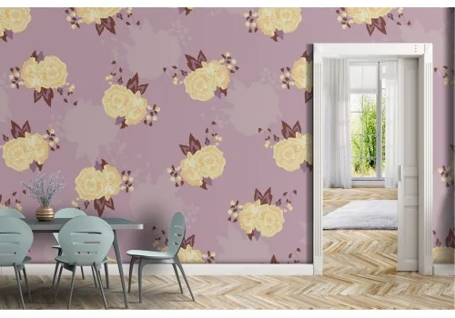 Modern pink flower wallpaper pattern.