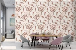 Carta da Parati rose stilizzate vintage fiori pattern.