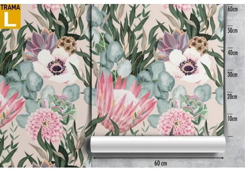 Large flowers wallpaper vintage design pattern. 2