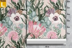 Large flowers wallpaper vintage design pattern.
