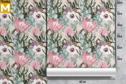 Carta da Parati Fiori Foglie Vintage Natura