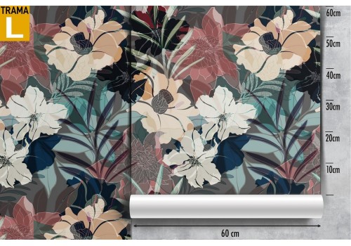 Modern abstract nature wallpaper with flowers and leaves. 2