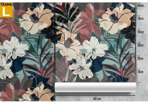 Modern abstract nature wallpaper with flowers and leaves. 2