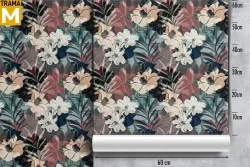 Carta da Parati Astratta Fiori Foglie Natura