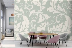 Carta da Parati foglie stilizzate vintage pattern.