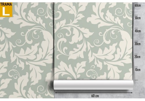 Carta da Parati foglie stilizzate vintage pattern. 2