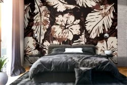 Carta da Parati foglie autunno natura pattern moderno.