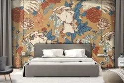 Wallpaper modern decoration roses and hands.