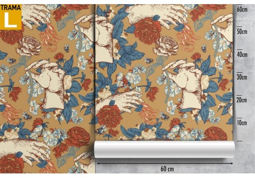 Wallpaper modern decoration roses and hands. 2