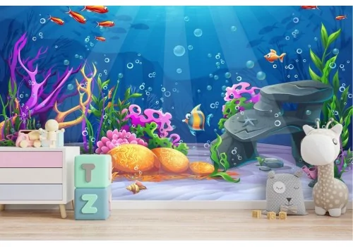 Underwater landscape wallpaper with fish and corals 2