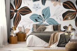 Wallpaper stylized flowers leaves pattern.