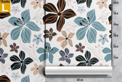 Carta da Parati fiori stilizzati foglie pattern.