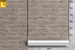 Wallpaper with grey brick effect surface.