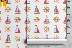 Children's boats decoration wallpaper.