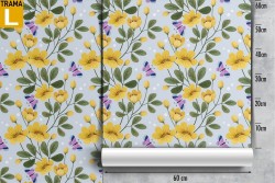 Carta da Parati fiori gialli raffinati pattern moderno.