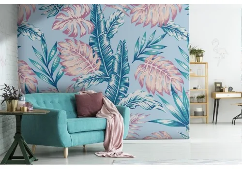 Wallpaper leaves modern design tropical nature pattern.