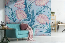 Carta da Parati foglie design moderno natura pattern tropicale.