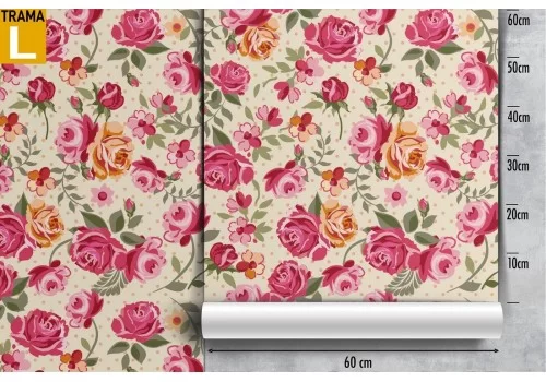 Carta da Parati fiori rosa decorazione vintage pattern. 2