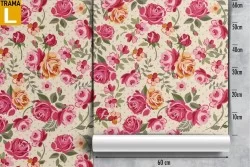 Pink flowers vintage decoration wallpaper pattern.
