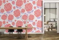 Carta da Parati rose rosse pattern fiori.