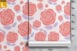 Carta da Parati rose rosse pattern fiori.