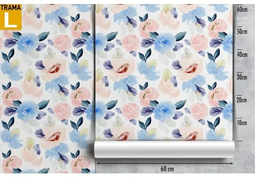 Blue and pink rose wallpaper flower pattern. 2