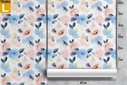 Blue and pink rose wallpaper flower pattern.