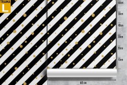 Modern wallpaper decoration black and gold stripes.