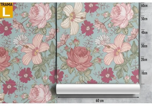 Carta da Parati fiori rosa e bianchi pattern natura. 2