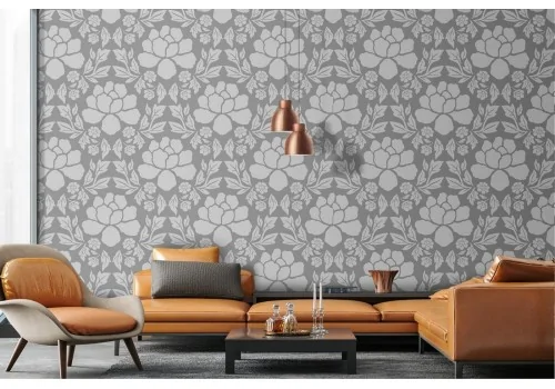 Wallpaper stylized flowers geometry nature pattern.