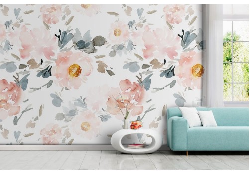 Refined antique pink flower wallpaper pattern.